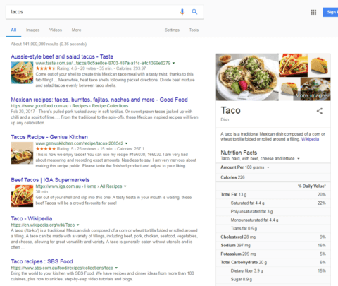 organic results with knowledge graph