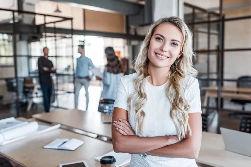 Blonde Woman Smiling at the Office