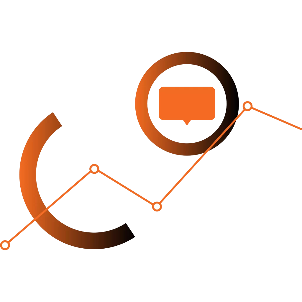Stylish Gradient Orange Line Graph with Conversation Box