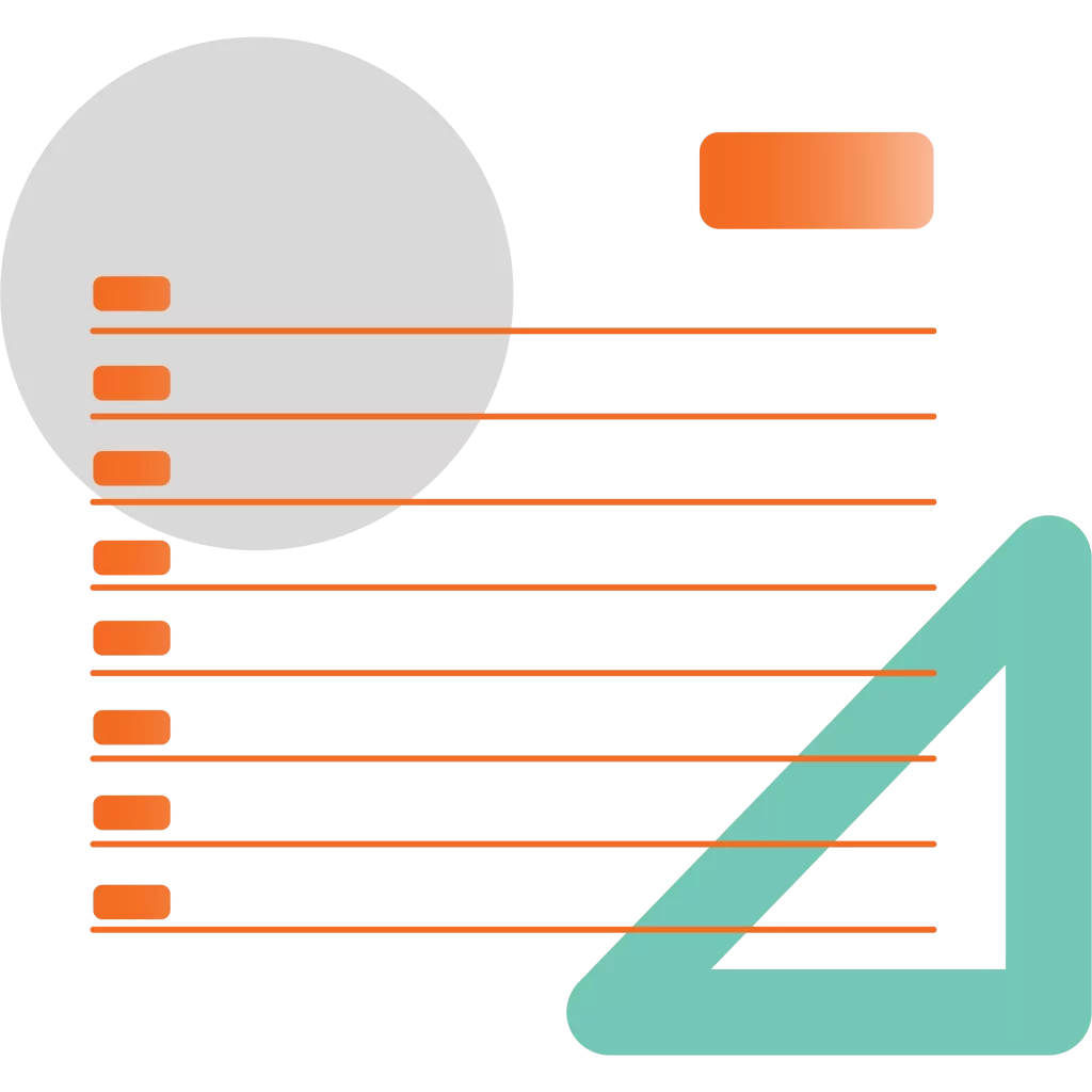 Orange Horizontal Graph with Rectangle, Circle and Triangle Shapes