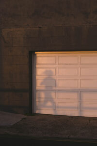 Gray Wall with White Garage Door